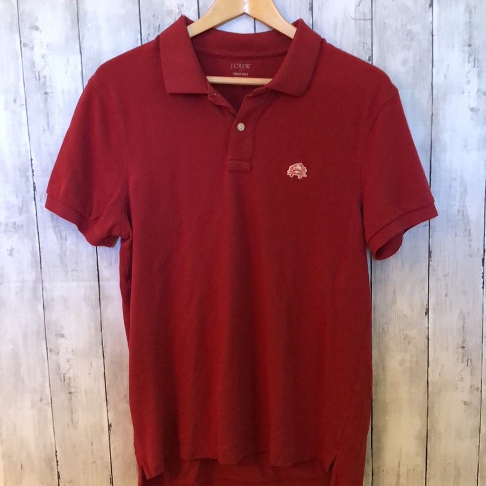 J Crew red piqué polo shirt, size medium